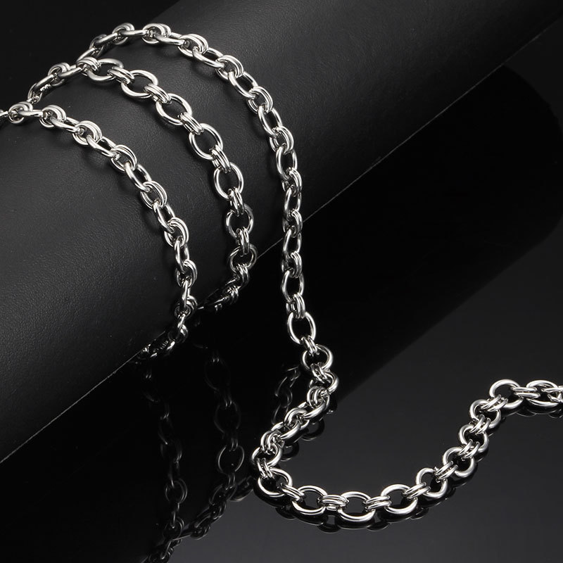 New stainless steel double-ring egg buckle chain fashion chain DIY necklace bracelet foreign trade hip-hop personality jewelry chain