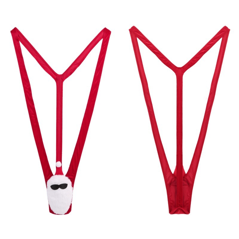 Christmas Europe and the United States foreign trade men's fun V-shaped suspenders sexy cute cartoon Santa Claus stretch jumpsuit