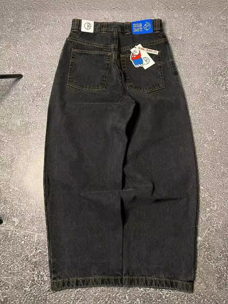 Cross-border E-commerce Y2K Big Boy Jeans Harajuku Hip-hop Embroidered Loose Jeans Street High Waist Wide Leg Pants
