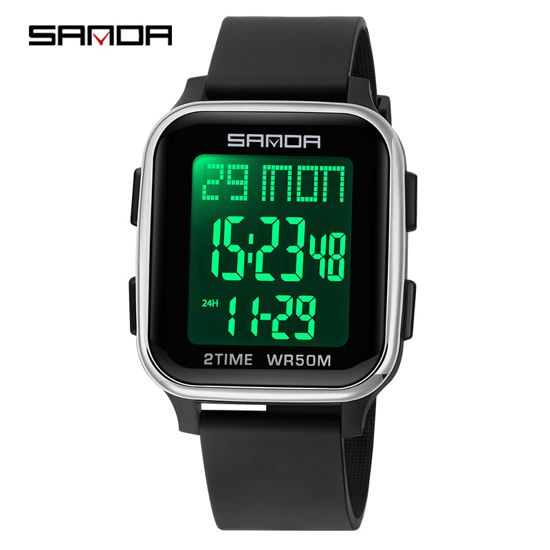 Sanda Foreign Trade New Fashion Electronic Watch Multifunctional Square Sports Chronograph Waterproof Watch Student Business Men's Watch