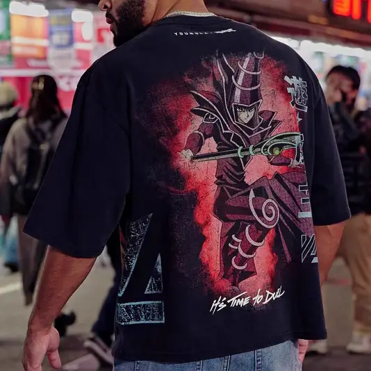 YOUNGLA co-branded Yu-Gi-Oh Game King Men's Oversized Digital Direct Injection Summer Fitness Casual T-Shirt Short Sleeve