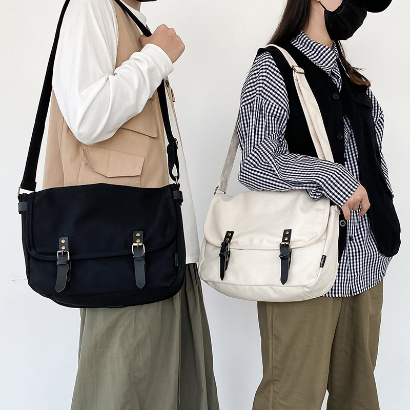 2026 New British Retro Cambridge Bag Korean Version Ins Large-Capacity Crossbody Bag Workwear Canvas Messenger Bag