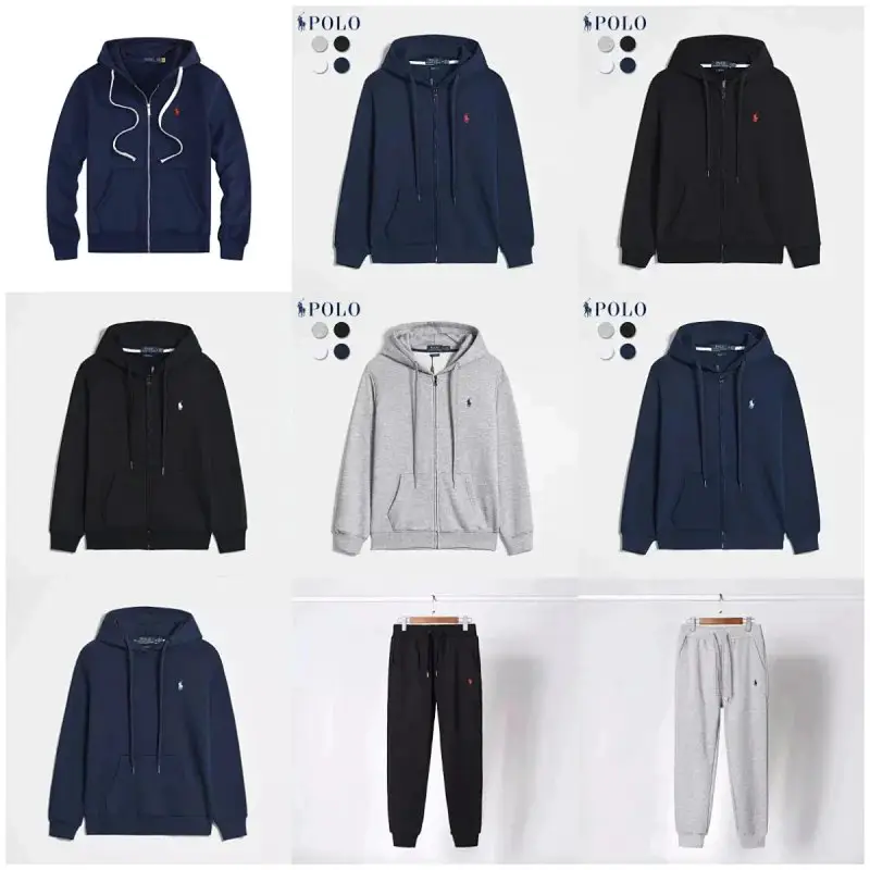 LLL04 Zipper Pullover Embroidered Sweatshirt Sweatpants TOP