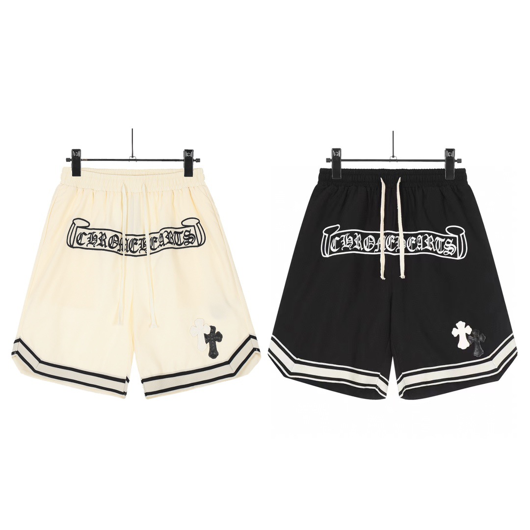 24 Cross-Border Correct Version of Chrome Hearts Chrome Shorts Sanskrit Letter Embroider Quick-Drying Woven Shorts