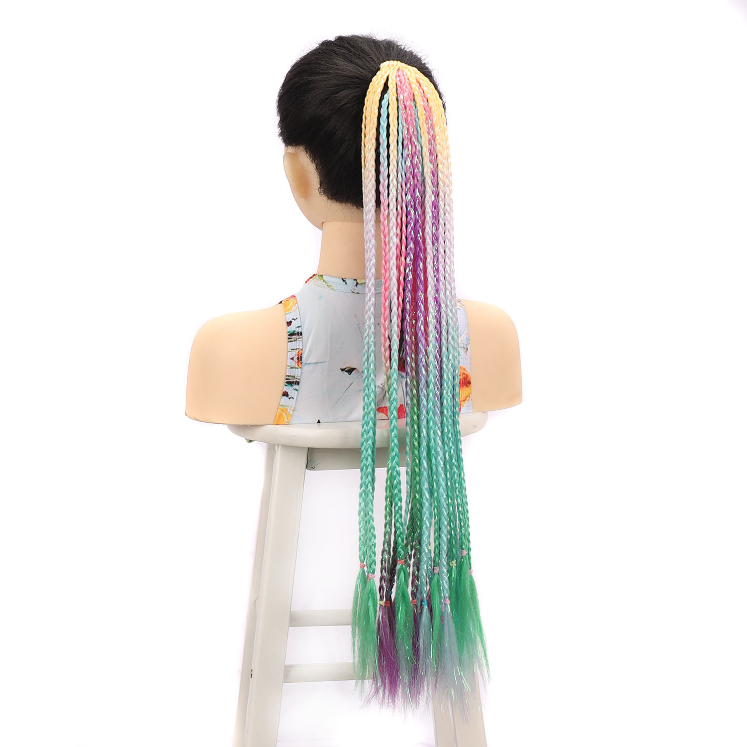 Gold and Silver Colorful Dirty Braid Ponytail Colorful Little Braid Ponytail Hair Ring Colorful Dirty Braid Ponytail Personalized Headwear