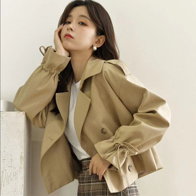 2023 new fresh sweet loose small fashionable coat women's fashionable autumn fashionable fried street short suit trench coat
