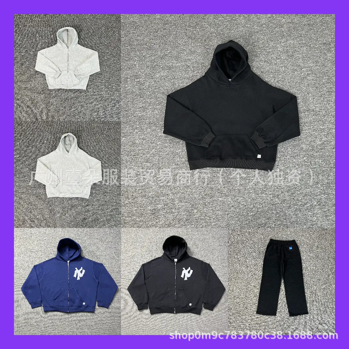 Wholesale Autumn and Winter New Ak Street Small Label Pure Color Cardigan Fleece-Lined Hooded Sweatshirt Men's and Women's Sports Pants Suit
