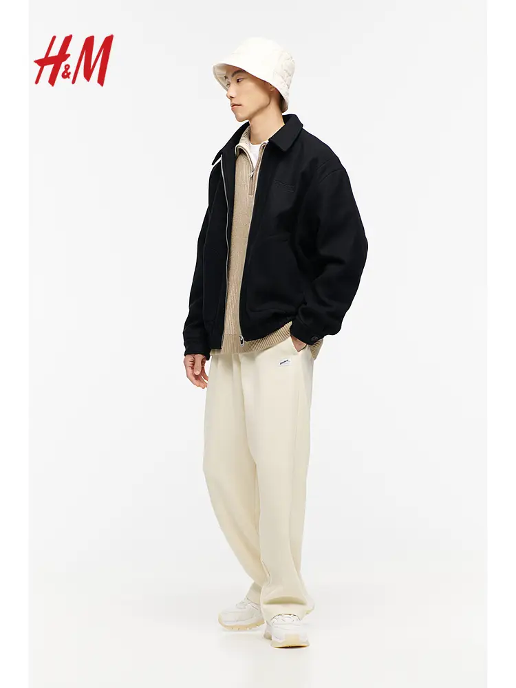 Hm Men's and Women's Clothing jacket Summer Minimalist Plaid loungewear Loose Lapel Felt Long sleeves Outwear 1200580