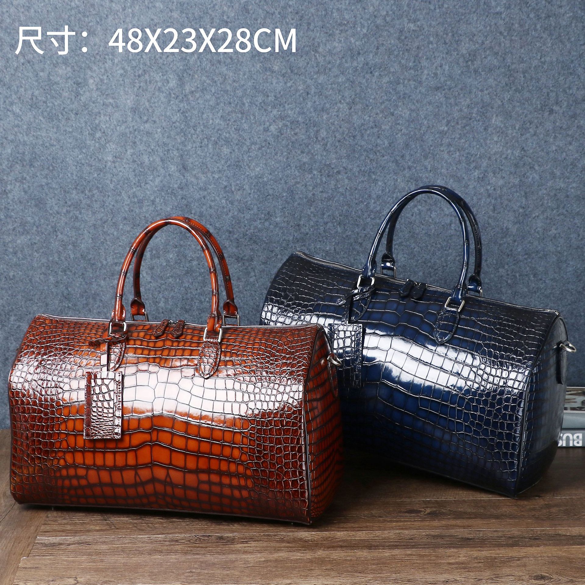 Polished crocodile belly pattern large capacity luggage bag classic travel portable large bag fashion business trip Men's bag factory wholesale