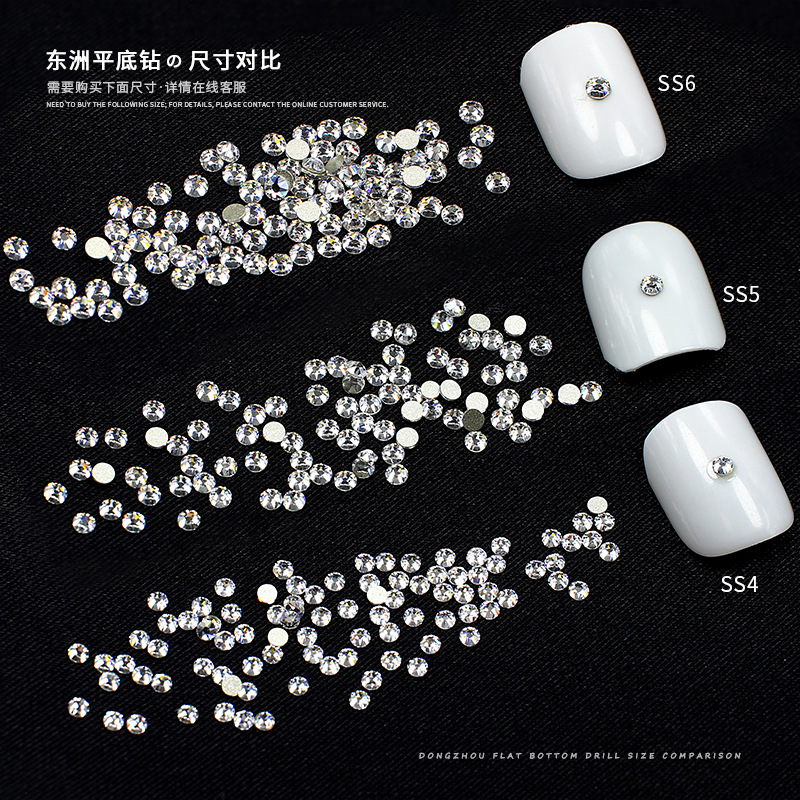 Dongzhou High-Color Diamond Star Zircon Flat-Bottom Round Ss6 Sparkling High-Luster Wearable Nail Stickers Crystal Nail Art Accessories