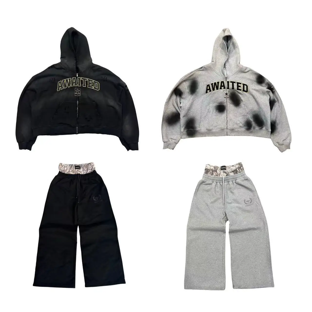 Cross-border factory direct European and American explosions double pants personalized embroidery casual pants high street fashion loose sports pants