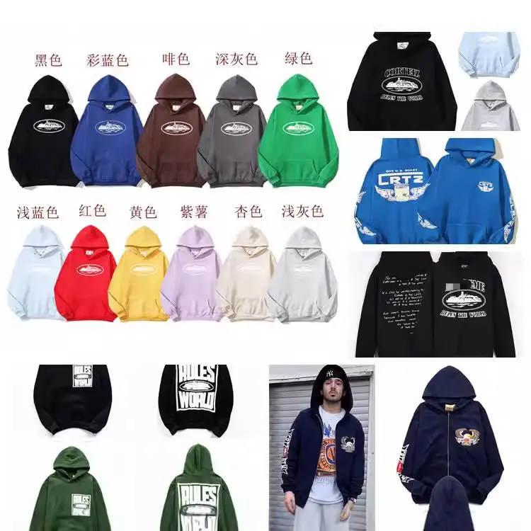 American fashion brand Devil's Island letter print with fleece hooded sweatshirt DRILL loose casual sports hoodie