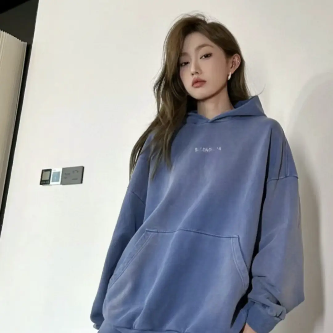 Correct Edition Paris B Letter Embroidered LOGO Washed Gradient Hoodie Men's and Women's terry hooded vests