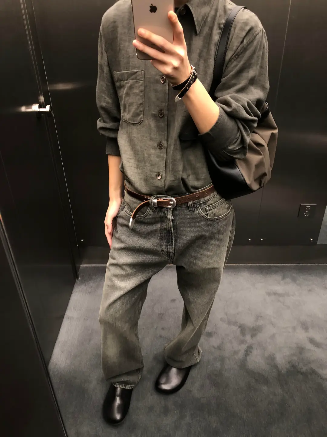 Our Legacy Third Cut Gray Slub Washed Distressed Jeans Simple Casual Long Pants for Men