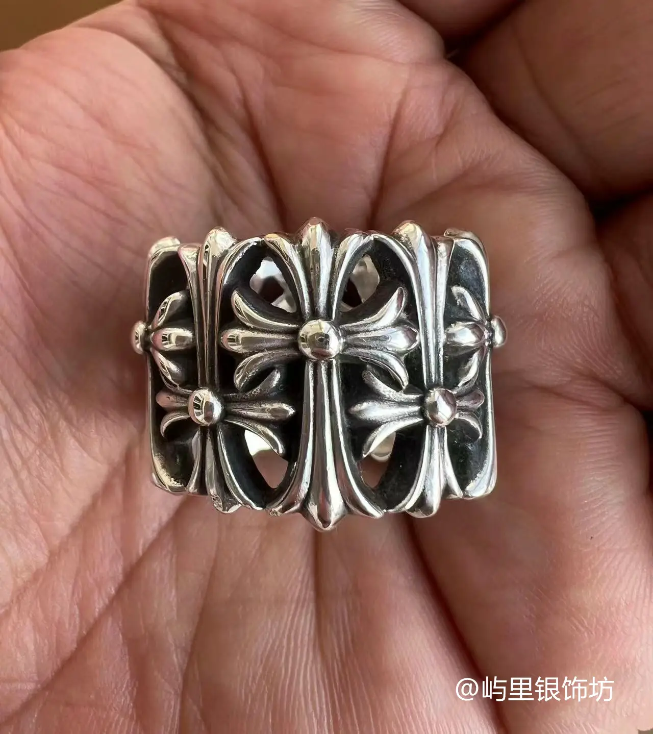 Tomb classic 925 sterling silver ring, cross, tombstone, antique and vintage couple ring, punk hip-hop, European and American style