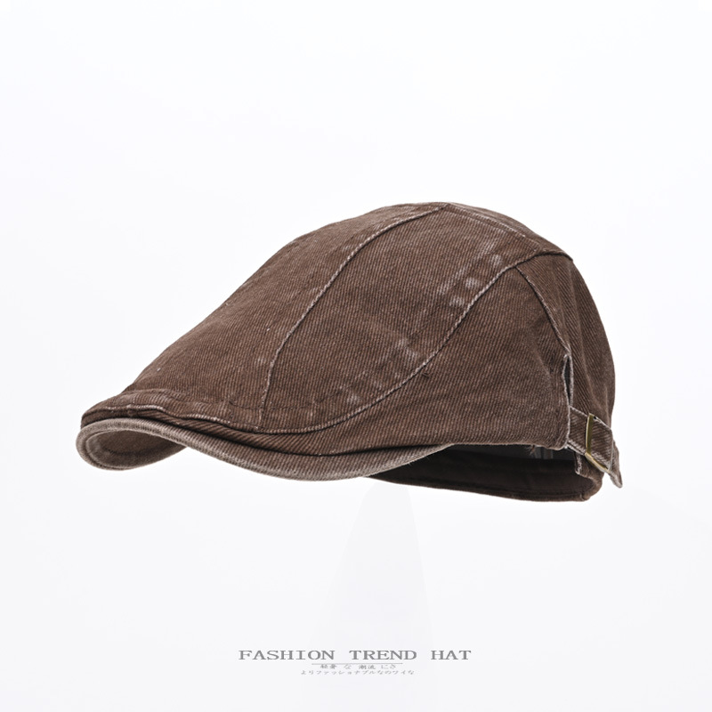 American Retro Washed Old Denim Wearing Forward Hat Men's and Women's Cap Tooling Bailey Newsboy Painter Hat
