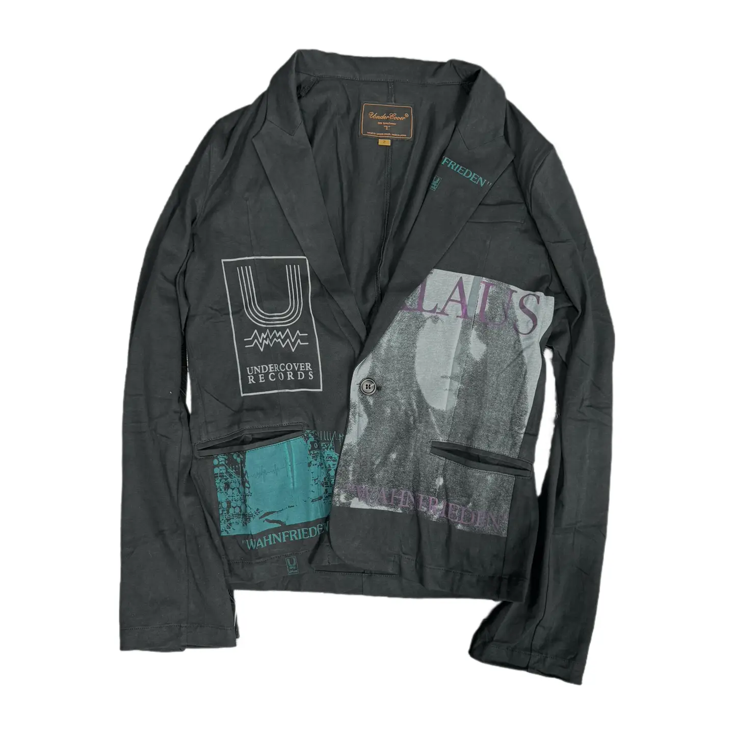 Undercover 06Ss t Period Black Suit with Portrait and Musical Note Print