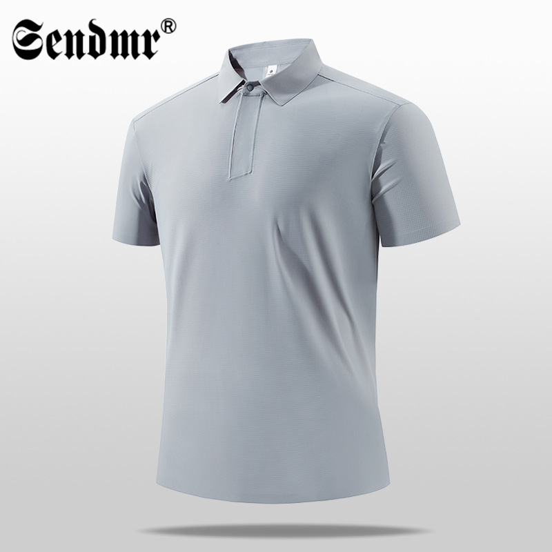 Golf Refined Plaid Polo Shirt Men's Summer Casual Business Sports Short-sleeved T-shirt Men's Ice Silk Quick-drying Clothes for Men