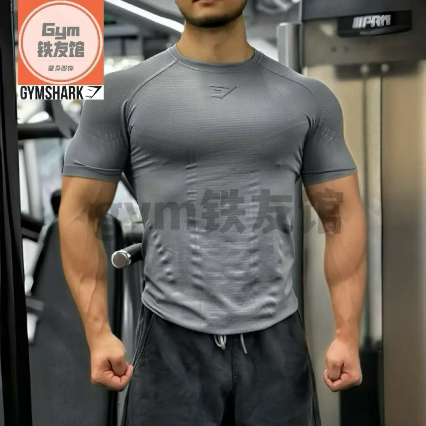 Classic Gymshark Onyx3.0 Short-Sleeved Men's 3D Honeycomb Sports Fitness Quick-Drying High-Elastic Bodysuit T-Shirt