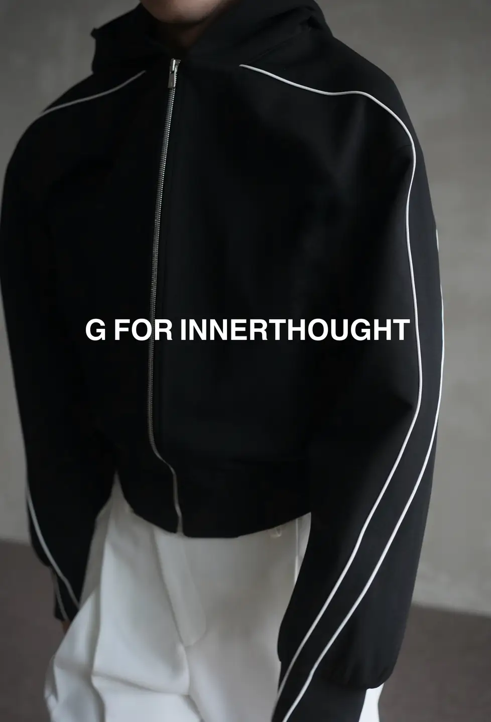 G for Innerthought | Import Acetate Blend Knitting Three-Dimensional Color Matching Gear Rack Hooded Sweatshirt Jacket