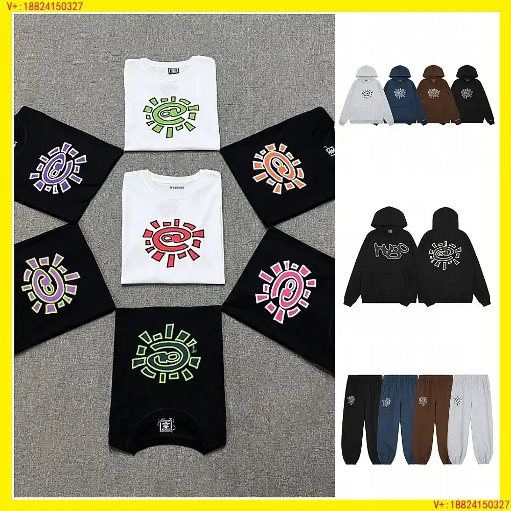 Full range ADWYSD sun roll fleece-lined hooded sweater casual trousers high street couple short sleeve T-shirt jeans