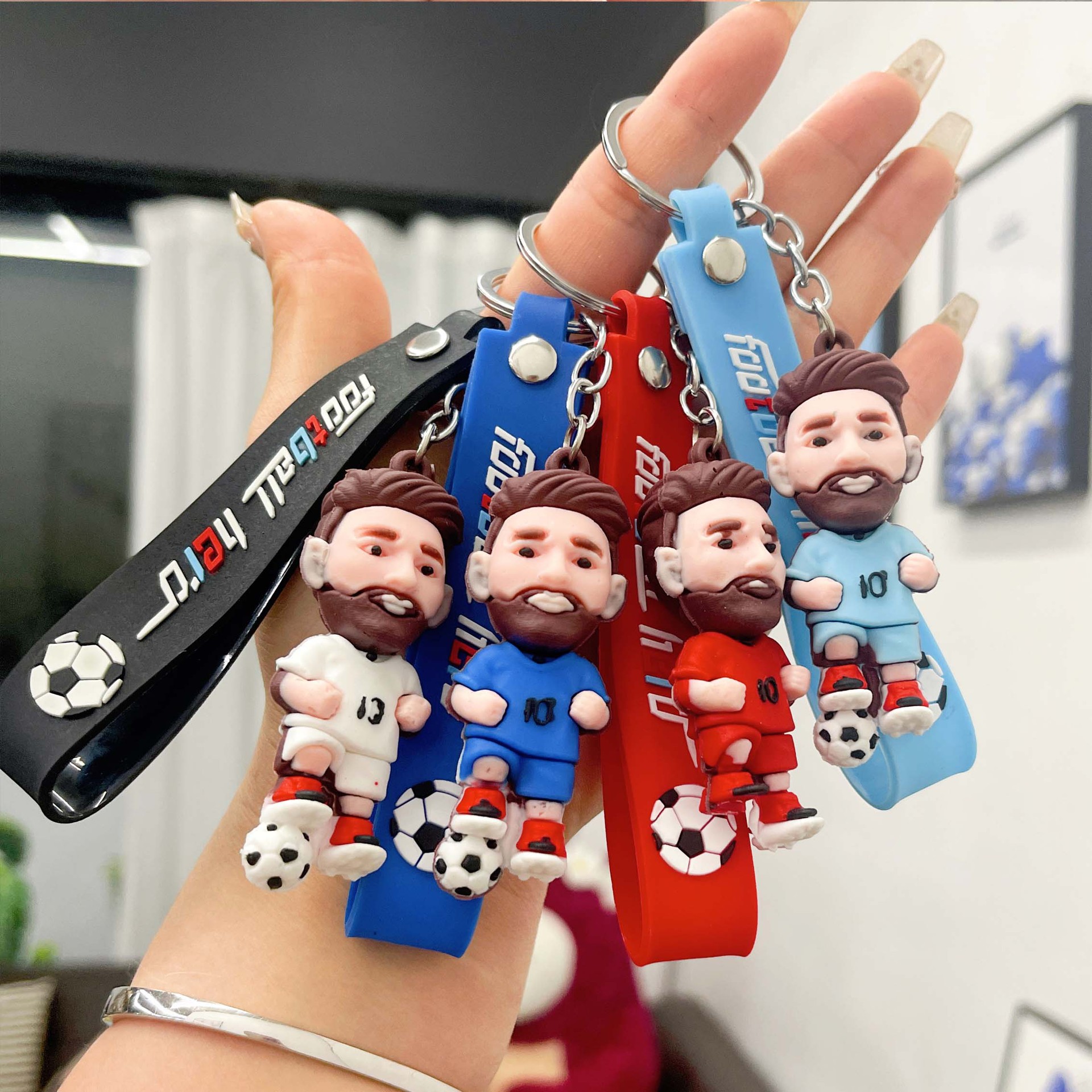 Creative Football Star Messi Doll Keychain Silicone Violent Bear Keychain Bag Pendant Gift Keychain