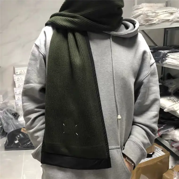 「E1Even7」 Mmm Style Four-Corner Stitched Wool Warm and Cold-Proof Scarf Knitted Scarf for Men and Women