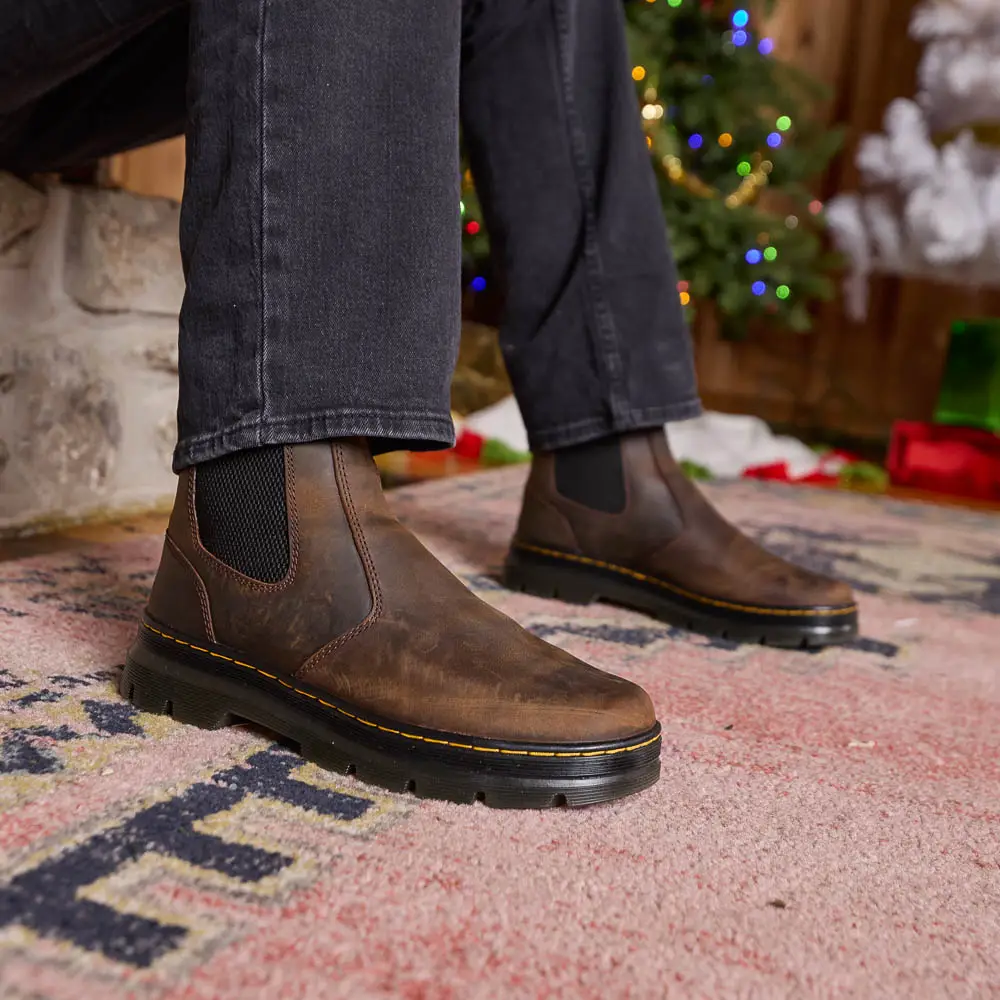 43-48 Dr. Martens Embury Comfortable Q-Elastic Outdoor Crazy Horse Slip-On Chelsea Boots Soft Leather Large Size