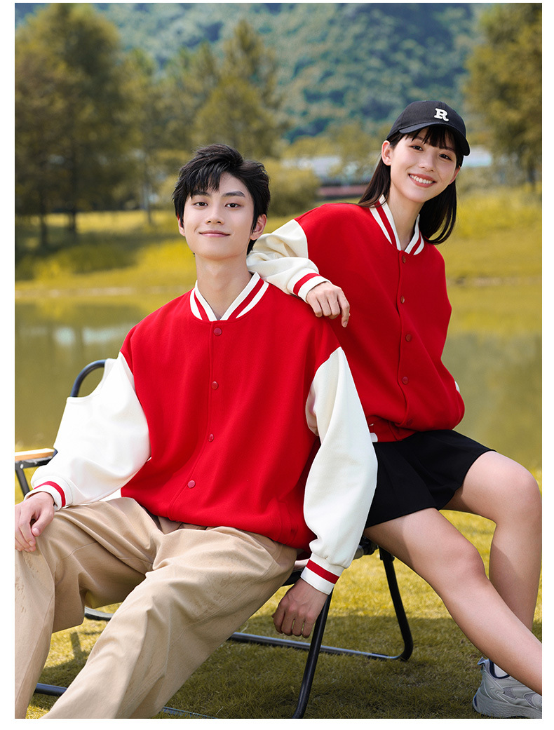 Autumn and winter color matching baseball uniform academic style cardigan loose fashion coat advertising shirt logo class clothing cultural shirt