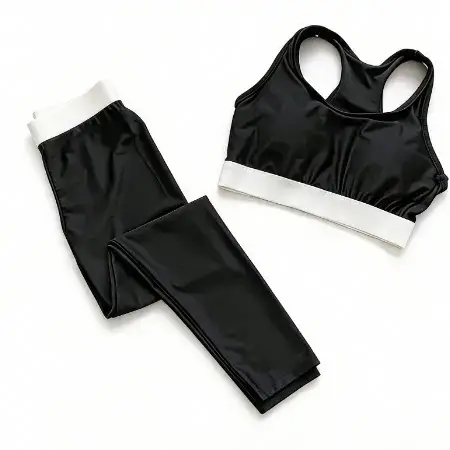 Black and White Trim Swimsuit Set
