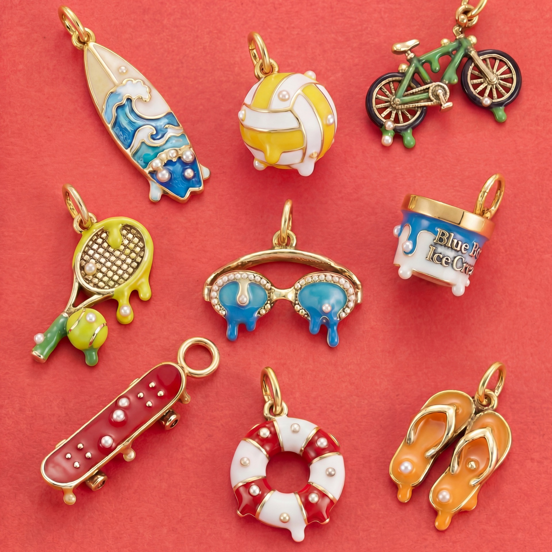 European and American Cross-Border New Summer Seaside Series Zircon Styles DIY Enamel Painting Colorful Series Color-Preserving Wholesale