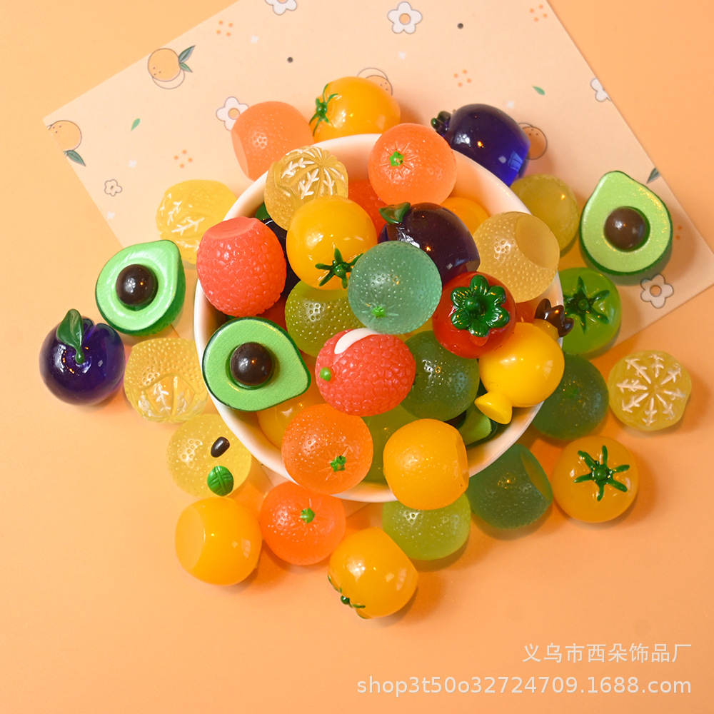 Simulated Fruit Resin Accessories Mixed Style Miniature Food Toys DIY Decoration Materials Phone Chain Pendants Cream Glue