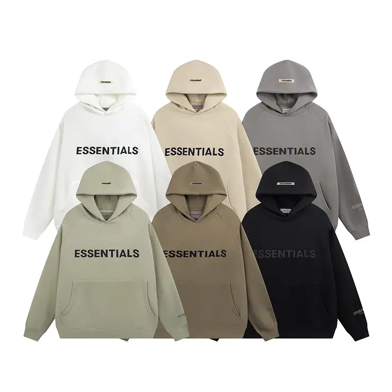 Fear of God Multi-Line Essentials Three-Dimensional Silicone Letter Print Hoodie Fleece Sweatshirt