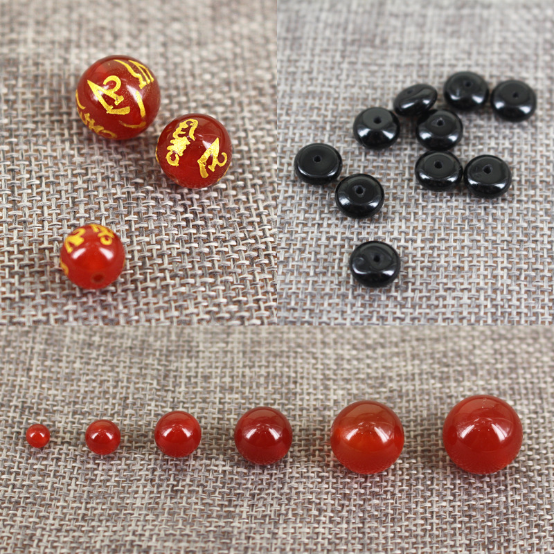Red black green agate round bead spacer DIY jewelry six words mantras accessories loose beads bracelet Accessories Wholesale
