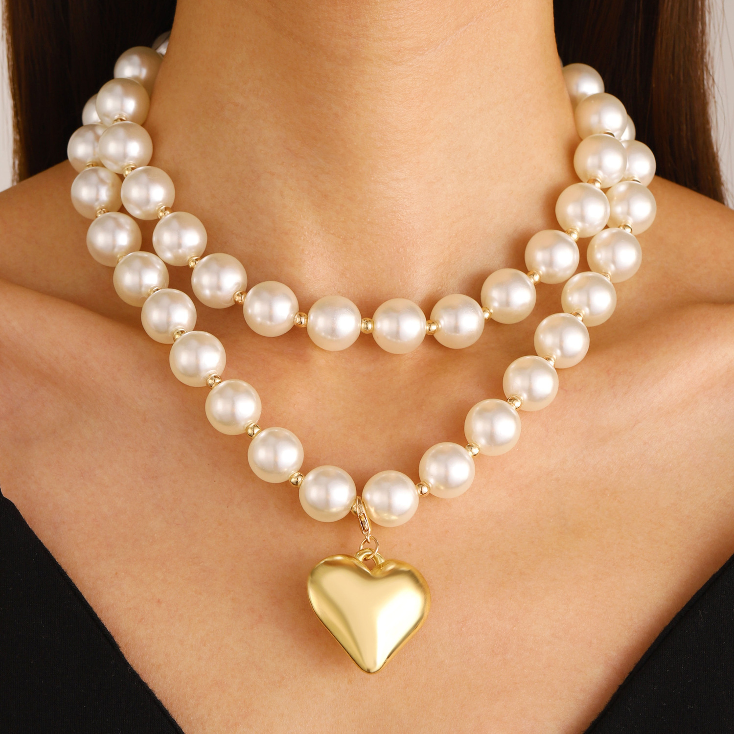European and American cross-border jewelry exaggerated Saibo multi-layer round beads punk collar clavicle chain geometric beads necklace female beaded
