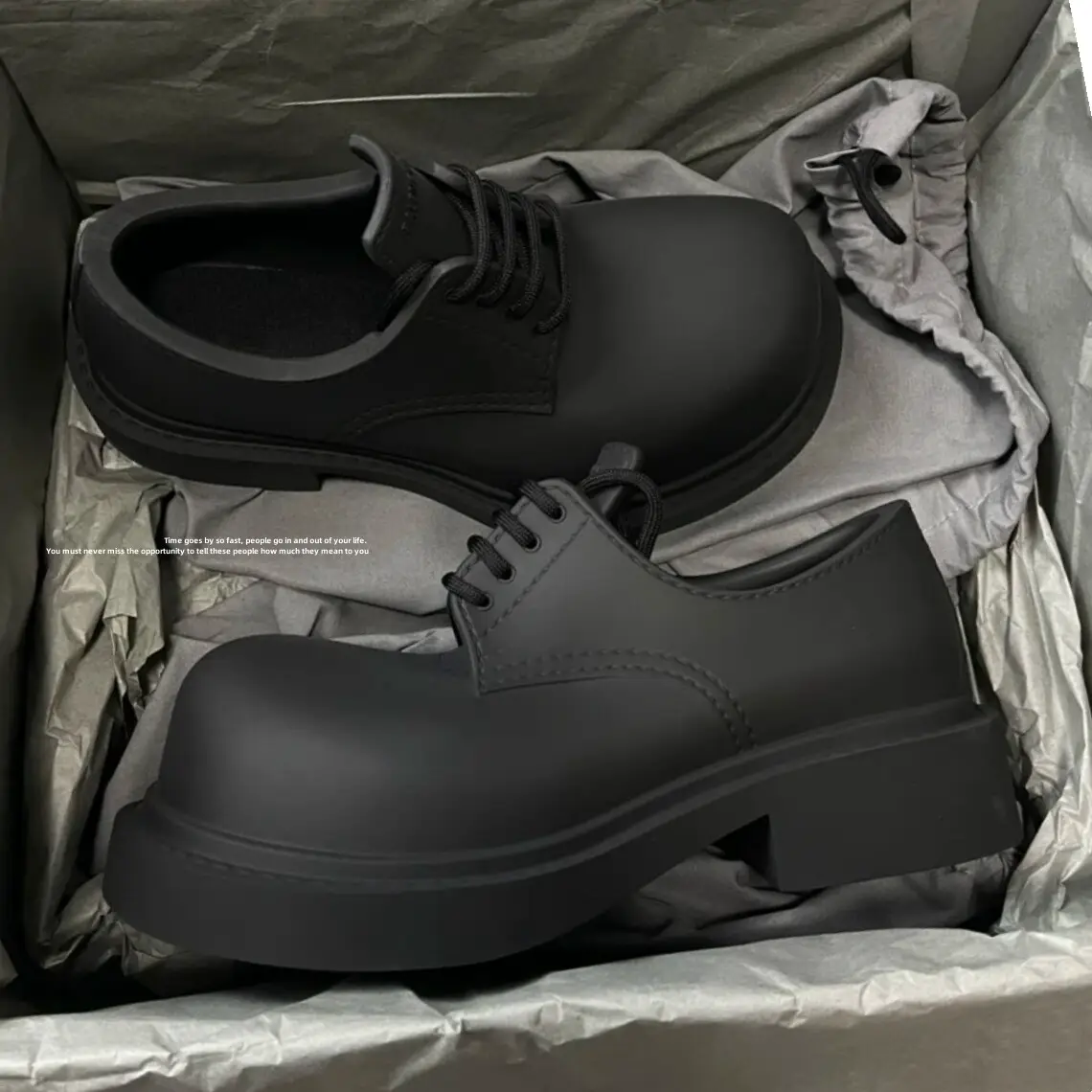 Fgmm Retro Thick-Soled Mickey Big-Toe Shoes ins Couple Derby Shoes for Men and Women Dark Style Short Boots Men's Shoes
