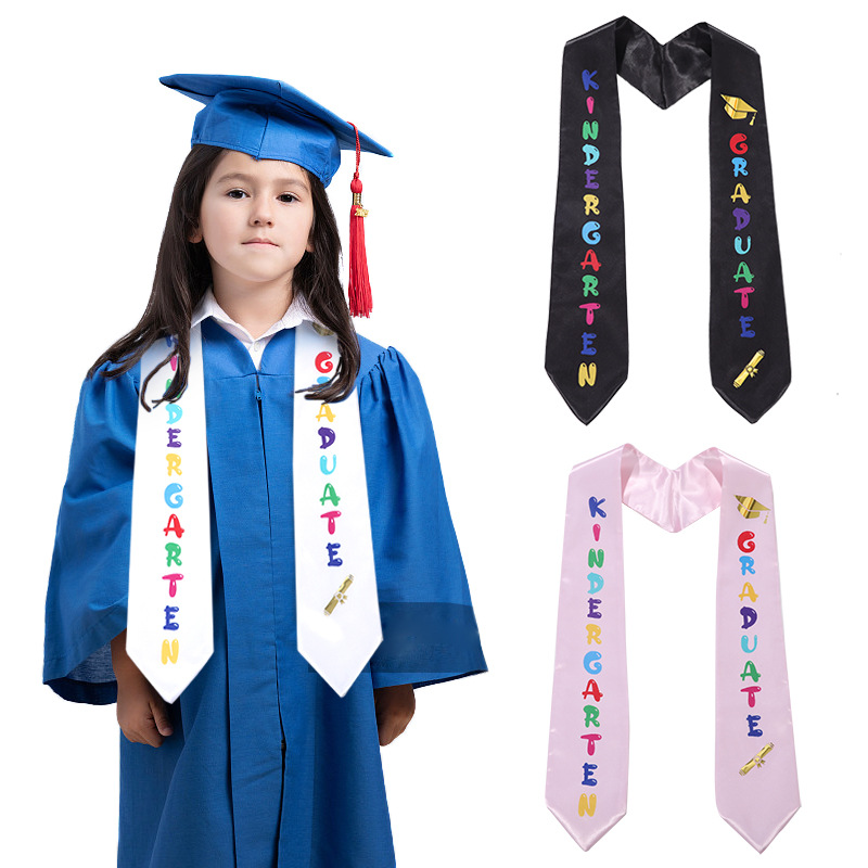 Children's Graduation Shoulder Straps Preschool Kindergarten Honors Ceremony Straps Double Satin Shawl Ribbon Wholesale