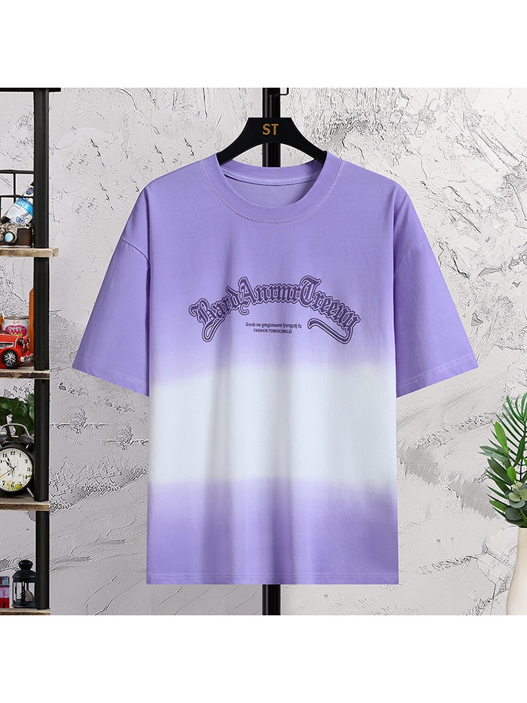 Summer Short-Sleeved T-Shirt for Boys, Middle School and High School Students, Handsome Gradient Half-Sleeved T-Shirt for Teenagers and Older Children