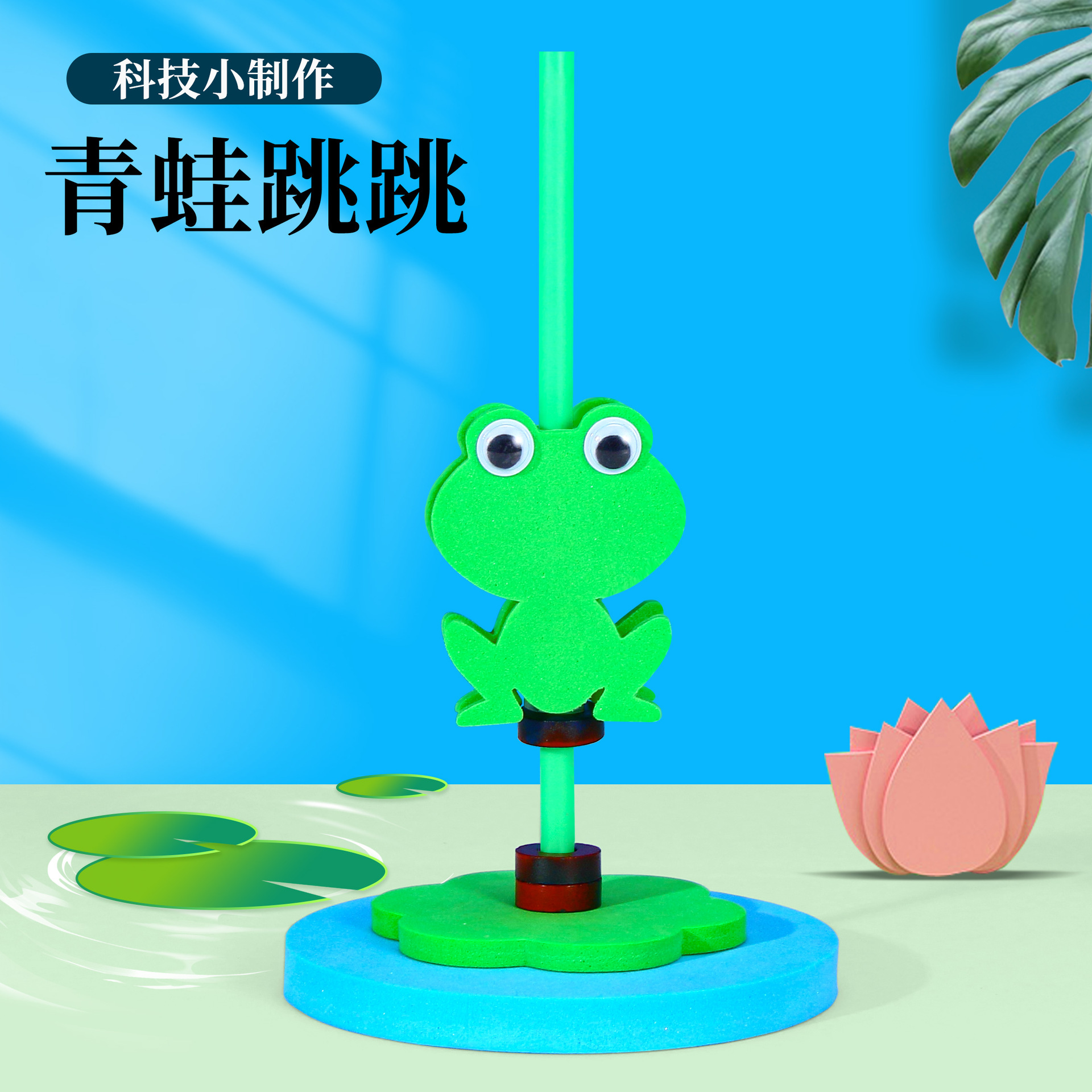 Science and Education Frontier Children's Gift Handmade Magnet Frog Jumping Pupils Science Experiment Equipment Set Gift Box