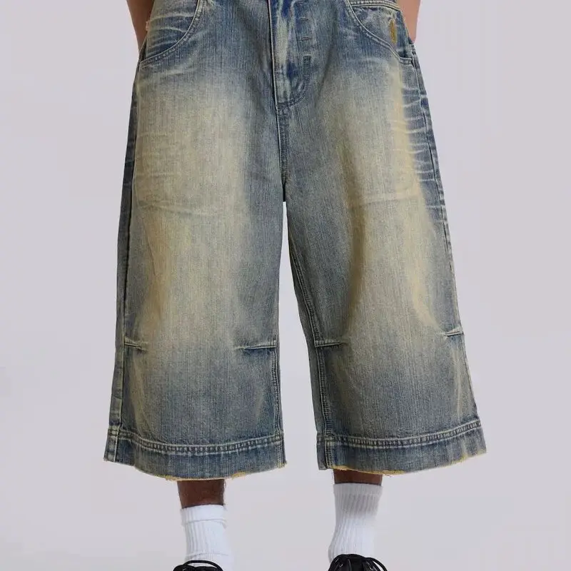 Jaded London UNION JACK JORTS水洗做旧牛仔短裤宽松夏季男裤子