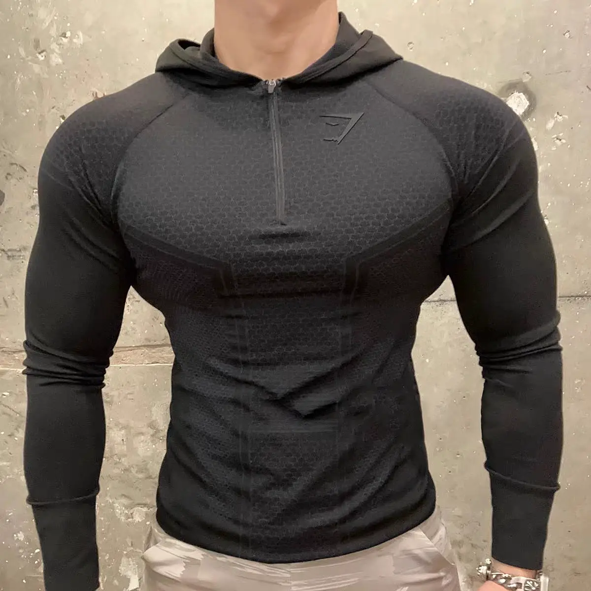Shark Onyx 3.0 Superhero Slim-Fit Hooded Zipper Long-Sleeve T-Shirt Men's Autumn New Fitness Top