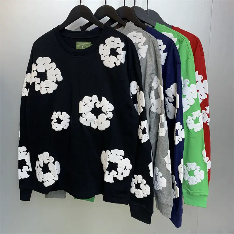 Kapok New arrival Foaming Print DE American Street hip hop Men and Women Spring &amp; Fall Casual Long sleeves T-shirt