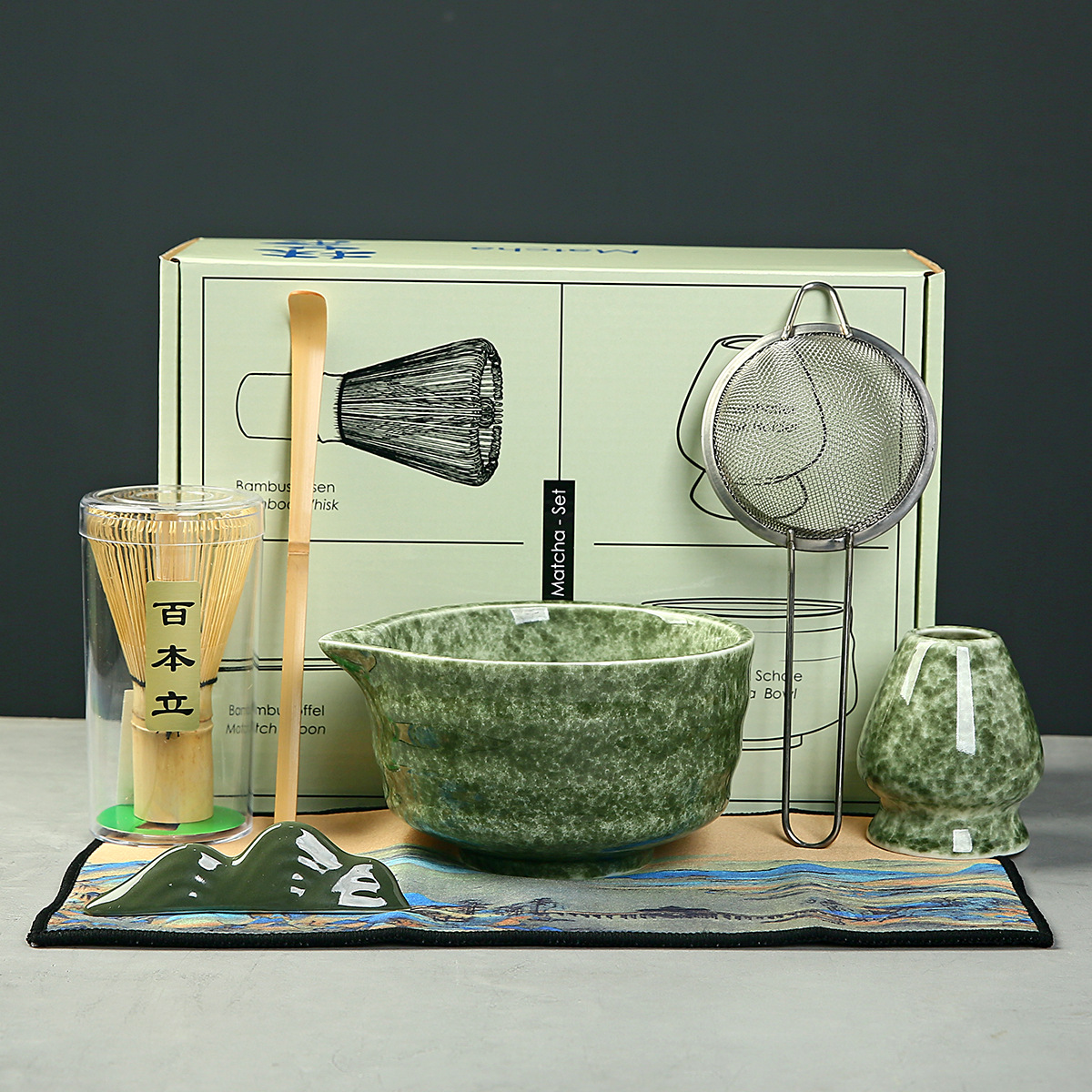 Ceramic Matcha Bowl suit Baibenli Tea Granules Japanese Style Tea Ceremony Matcha Mixer with Tea Accessories of Song Dynasty