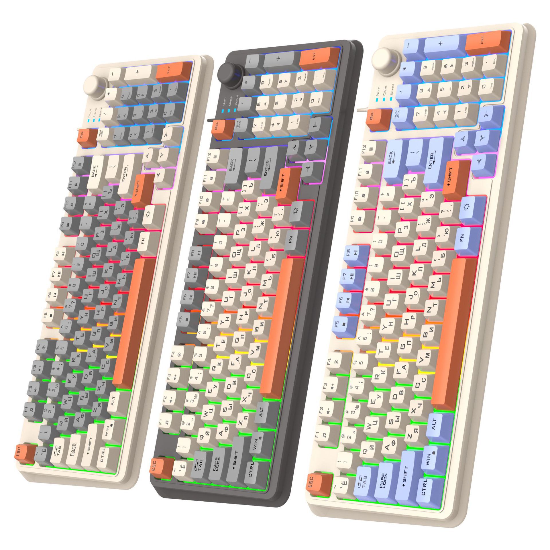 Xuan Silver Fox K82 Russian Version Wired USB Keyboard and Mouse Russian Set Three-Color Luminous Gaming Keyboard Cross-Border