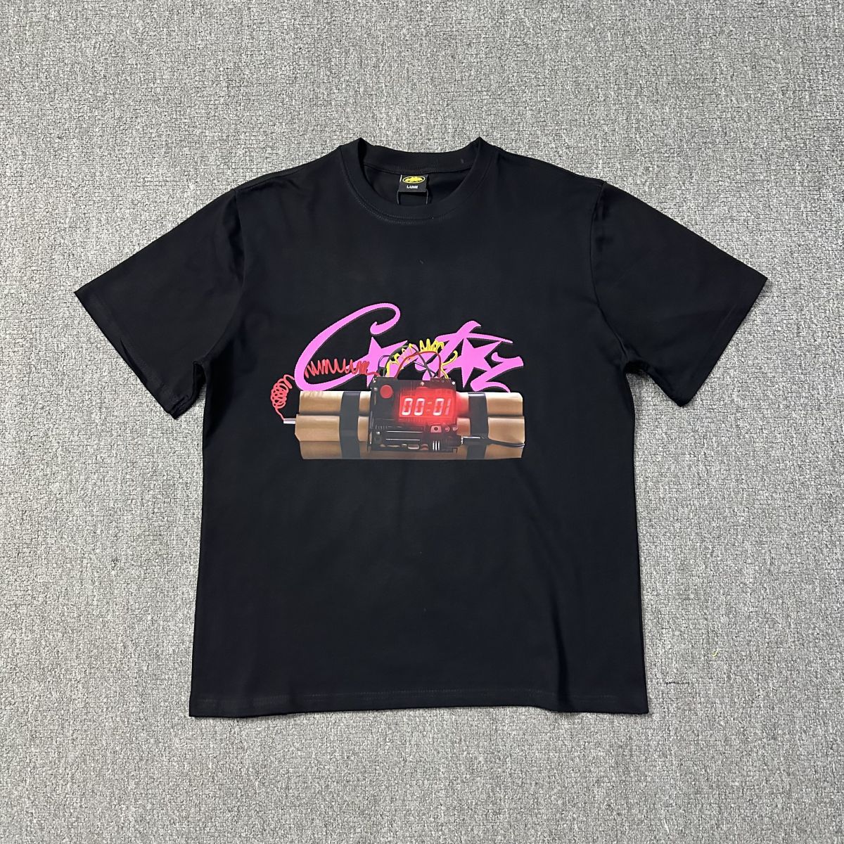 Classic American Retro Black Bomb Print Drill Loose-Fitting Unisex Short-Sleeve T-Shirt Trendy