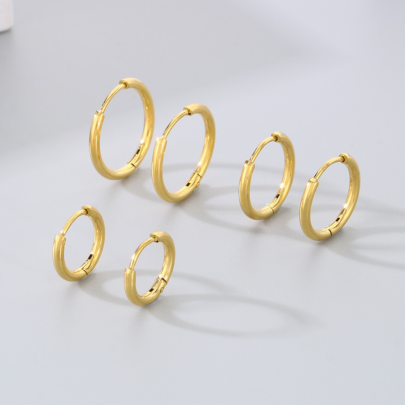 Cross-Border Classic 18K Stainless Steel Round Earrings Niche Design Japanese and Korean Versatile Coil Earrings for Men and Women