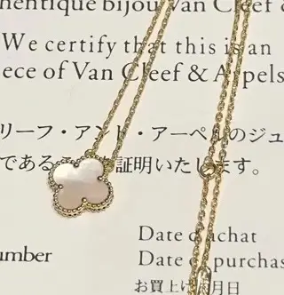 金色白贝母四叶草单花项链