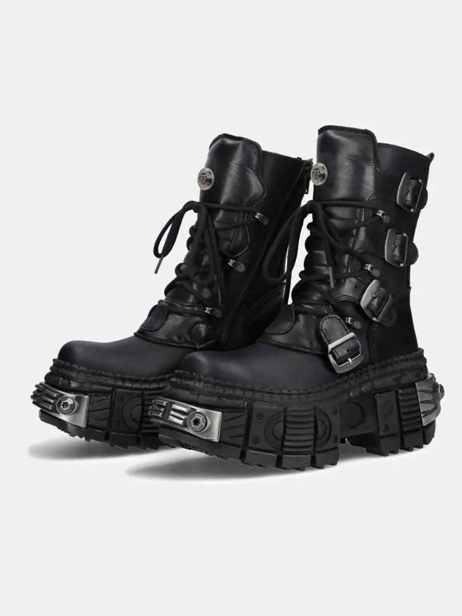 Retro Spanish Motorcycle Boots, Versatile Martin Boots, Platform Thick-Soled Short Boots, Same Style for Men and Women, Heavy Metal Punk Boots