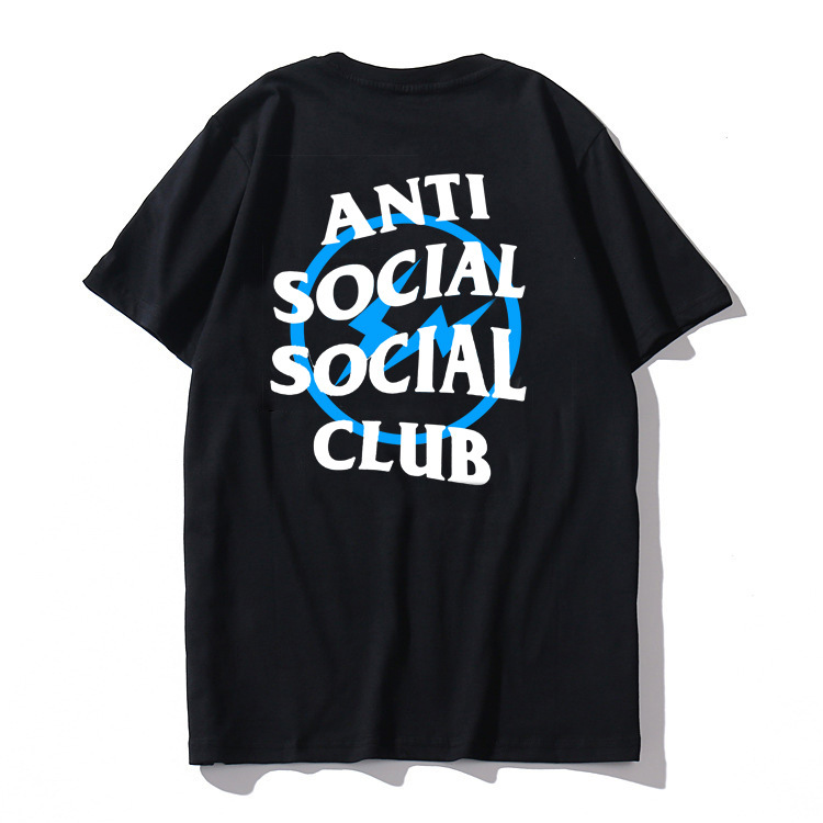 European and American fashion brand Anti Social Club ASSC lightning letter printing men's and women's couples short sleeve