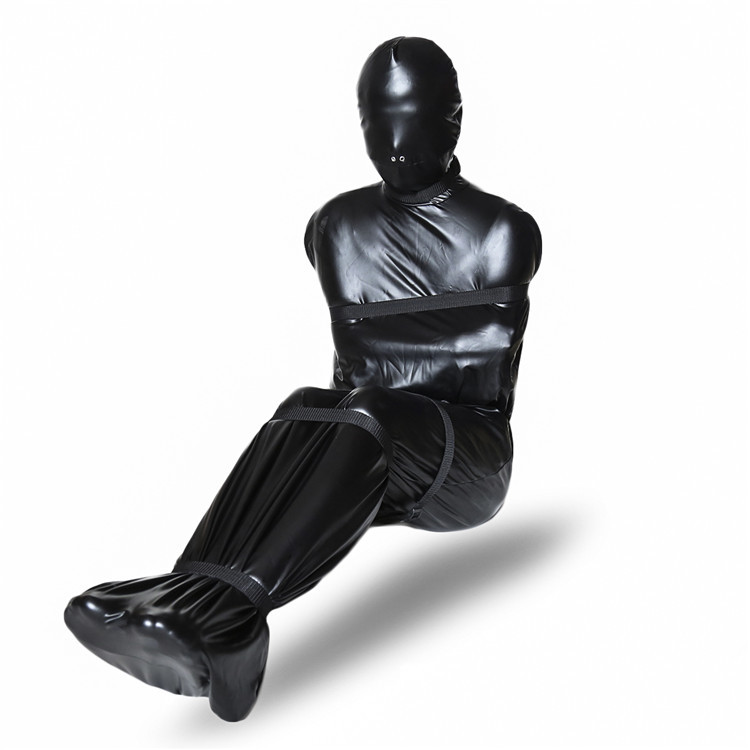 Interesting and Bondage All-Inclusive Patent Leather Leaky Nostrils + 6 Bondage Straps Black Adult Products Clothing Sm Bondage